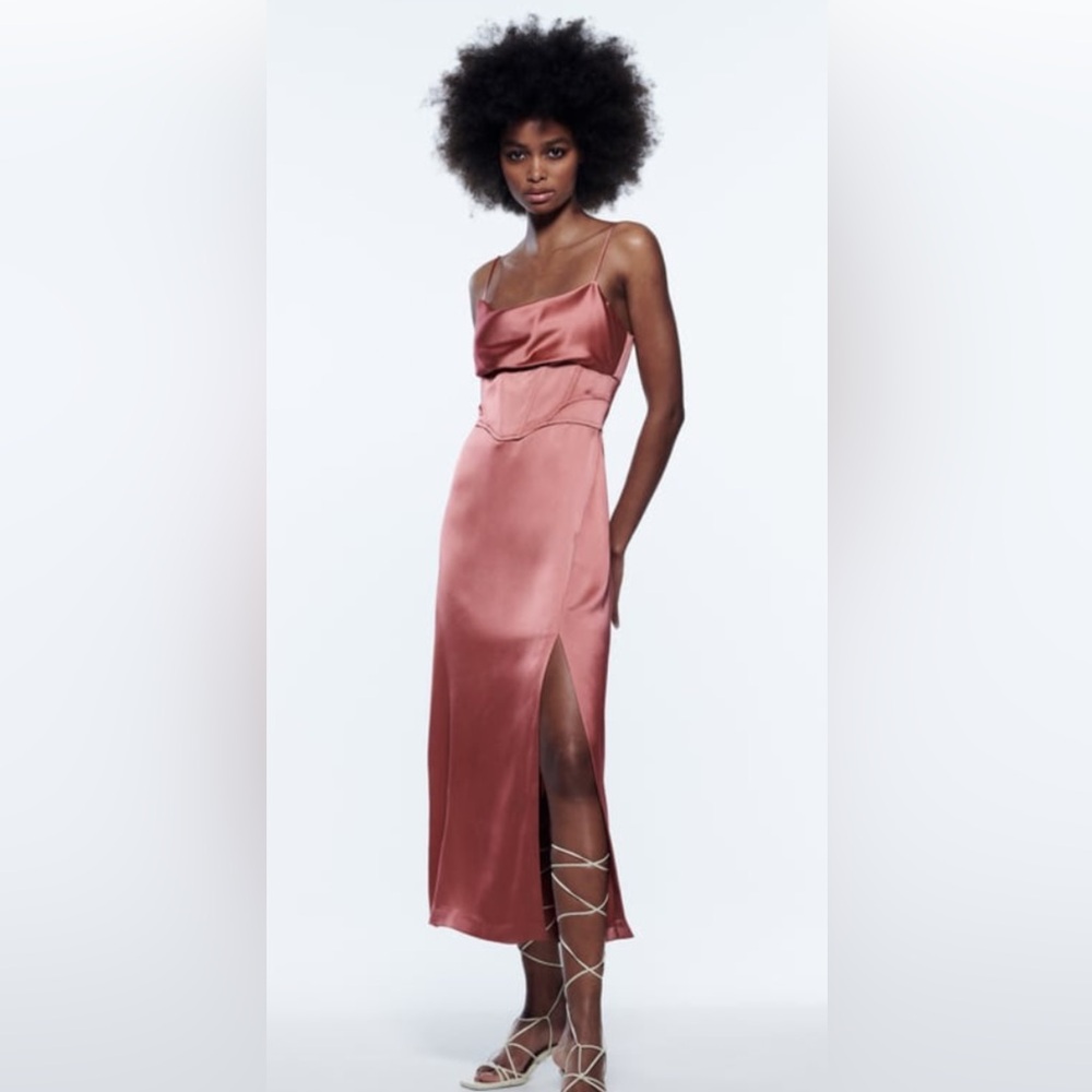 Zara Multicolored Slit Slip Dress Wedding